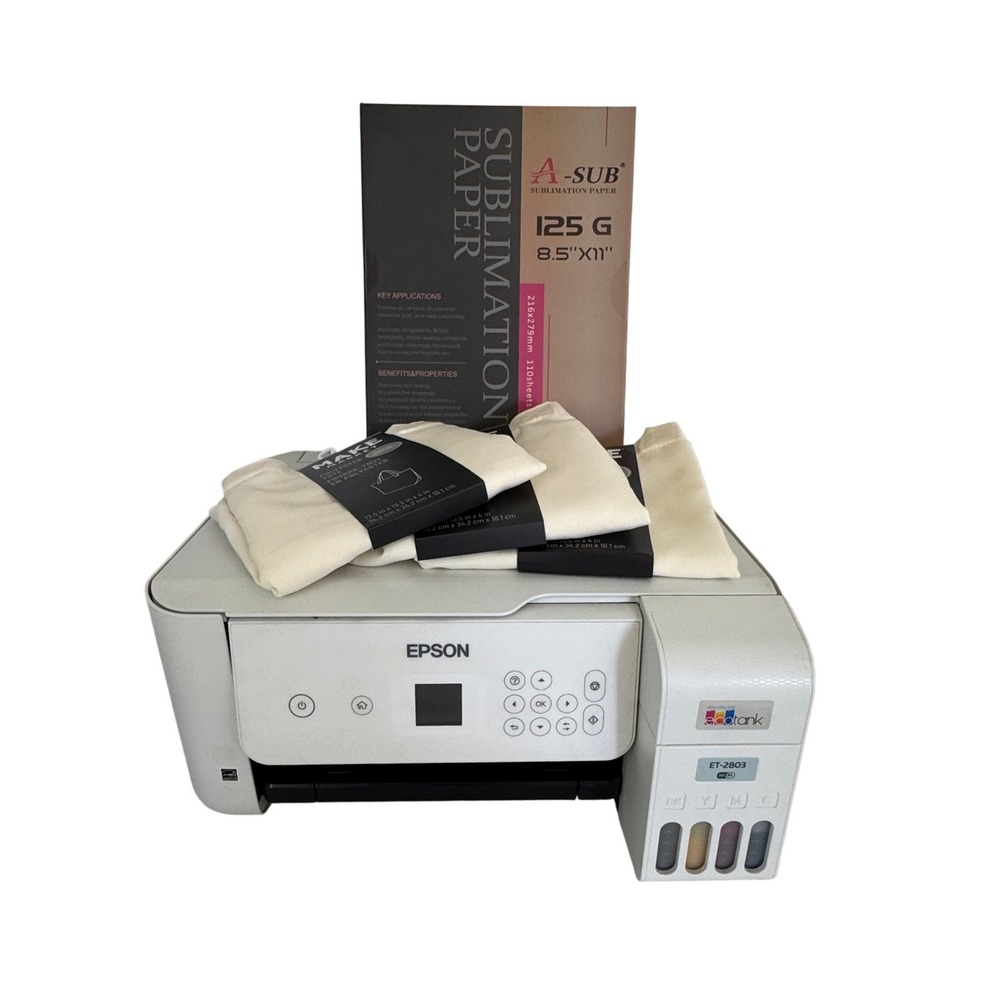Epson EcoTank ET-2803 Printer Sublimation Bundle A-SUB Paper & Polyester Totes